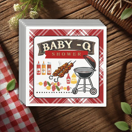 Servilleta De Papel Baby-Q Checkered Red & Black Grill Baby Shower