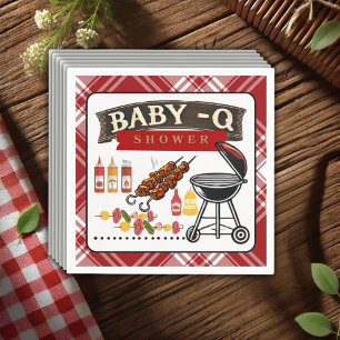 Servilleta De Papel Baby-Q Checkered Red & Black Grill Baby Shower