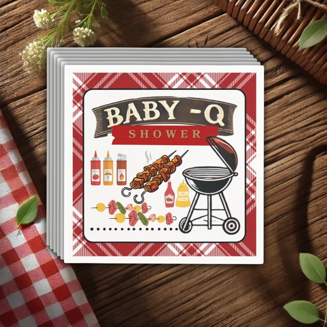 Servilleta De Papel Baby-Q Checkered Red & Black Grill Baby Shower (Subido por el creador)