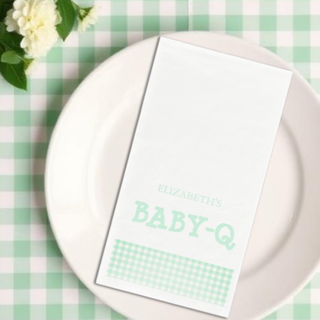Servilleta De Papel Baby-Q Mint Green Gingham Baby Shower (Subido por el creador)