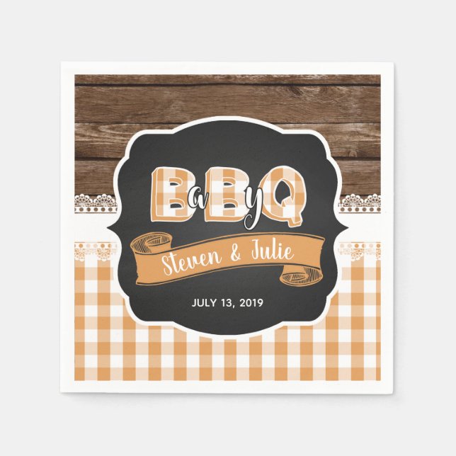 Servilleta De Papel Baby Q Shower Napkin - Naranja (Anverso)