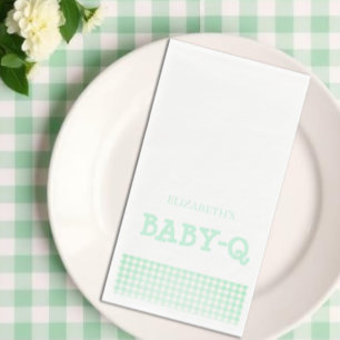 Servilleta De Papel Baby-Q Verde Menta Cuadros Baby Shower
