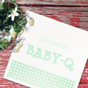 Servilleta De Papel Baby-Q Verde Menta Cuadros Baby Shower