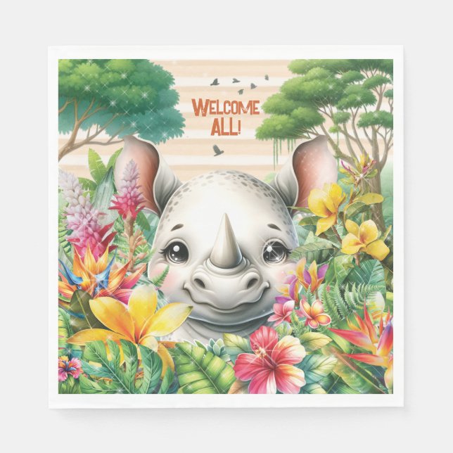 Servilleta De Papel Baby Rhino Fiesta Napkin (Anverso)