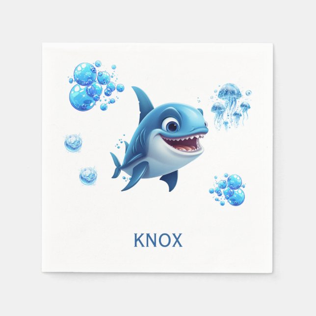 Servilleta De Papel Baby Shark Personalizado Birthday Party (Anverso)