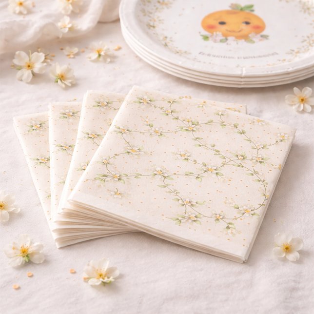 Servilleta De Papel Baby Shower A Little Cutie Orange Blossom vine (Subido por el creador)
