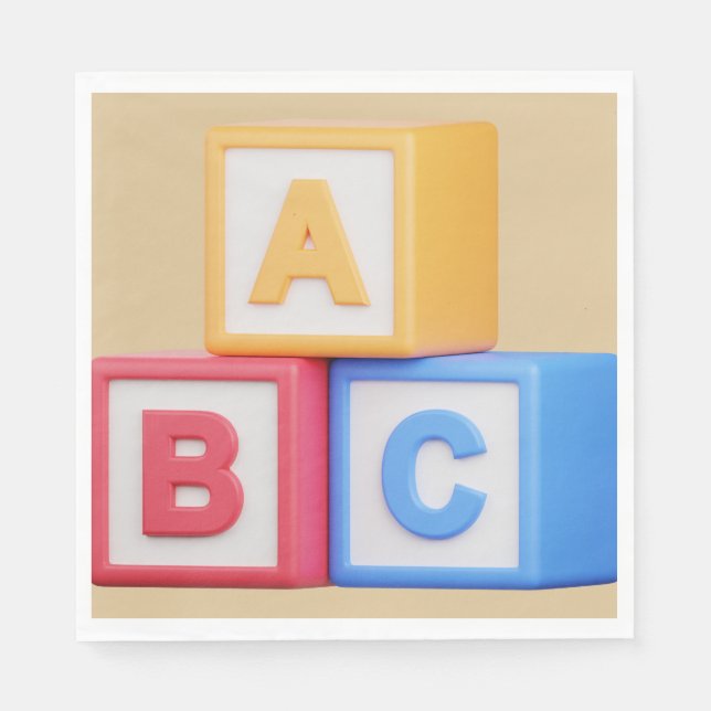 Servilleta De Papel Baby Shower - Alphabet Blocks Luncheon (Anverso)