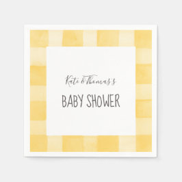 Servilleta De Papel Baby Shower amarillo Gingham Neutral Picnic