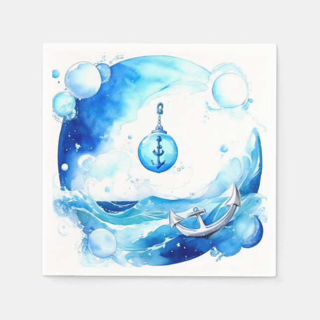 Servilleta De Papel Baby Shower Anchored Love Nautical Boy (Anverso)