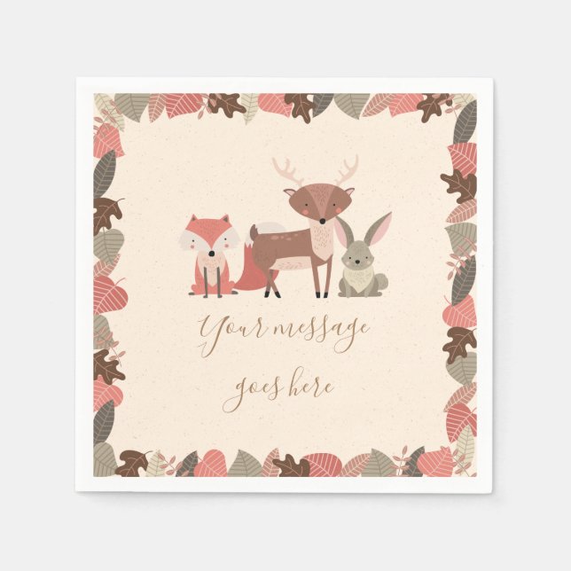 Servilleta De Papel Baby Shower Animales del Bosque (Anverso)