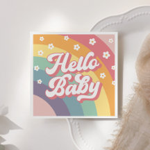 Baby Shower arcoiris de Groovy Retro 70