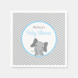 Servilleta De Papel Baby Shower azul claro de elefante suave