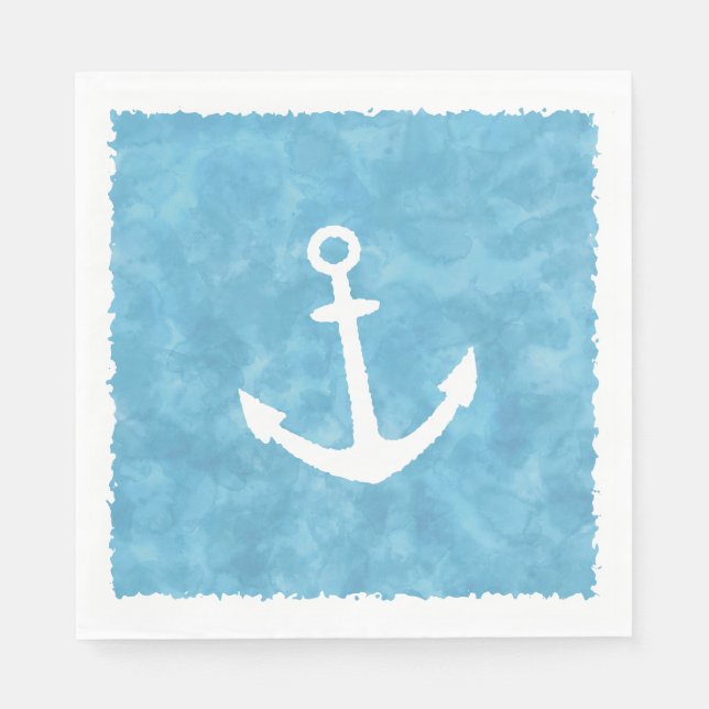 Servilleta De Papel Baby Shower azul de ancla nautica (Anverso)