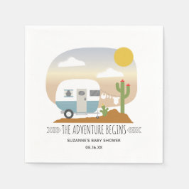 Servilleta De Papel Baby Shower azul del Camper Desert Clothesline