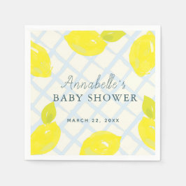 Servilleta De Papel Baby Shower azul limón pintado a mano