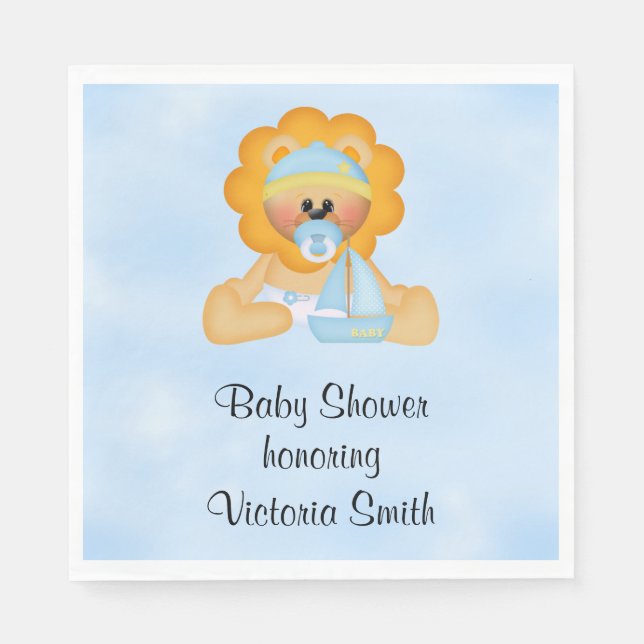 Servilleta De Papel Baby Shower Baby Boy Lion (Anverso)