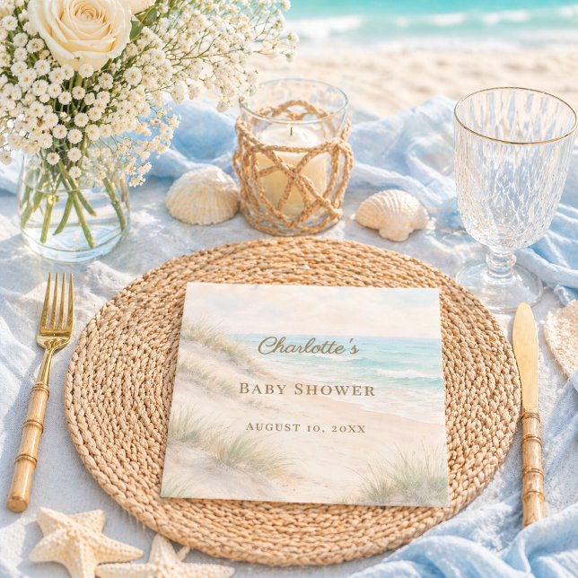 Servilleta De Papel Baby Shower beach coastal elegant (Subido por el creador)