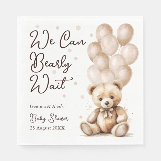 Servilleta De Papel Baby Shower Bear Balloon (Anverso)