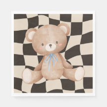 Baby Shower Bear on Checkerboard Luncheon