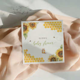 Servilleta De Papel Baby Shower Bee Honey Sunflowers