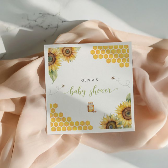 Servilleta De Papel Baby Shower Bee Honey Sunflowers (Subido por el creador)