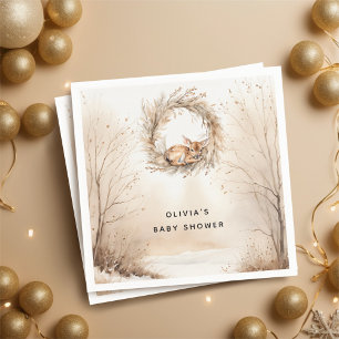 Servilleta De Papel Baby Shower beer Deer Winter Beige
