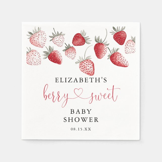 Servilleta De Papel Baby Shower Berry Sweet Strawberry (Anverso)