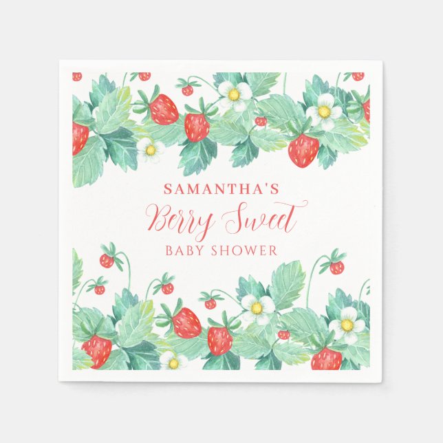 Servilleta De Papel Baby Shower Berry Sweet Strawberry (Anverso)