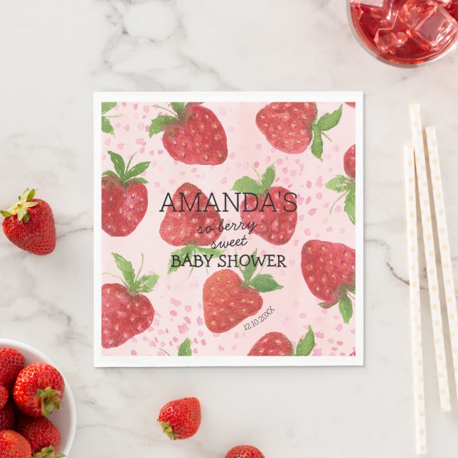 Servilleta De Papel Baby Shower Berry Sweet Strawberry (In situ)
