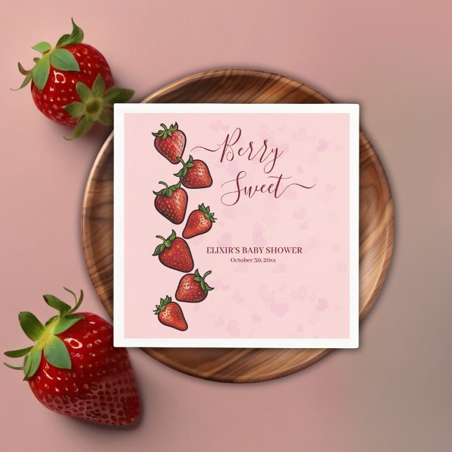 Servilleta De Papel Baby Shower Berry Sweet Strawberry Hearts (Subido por el creador)