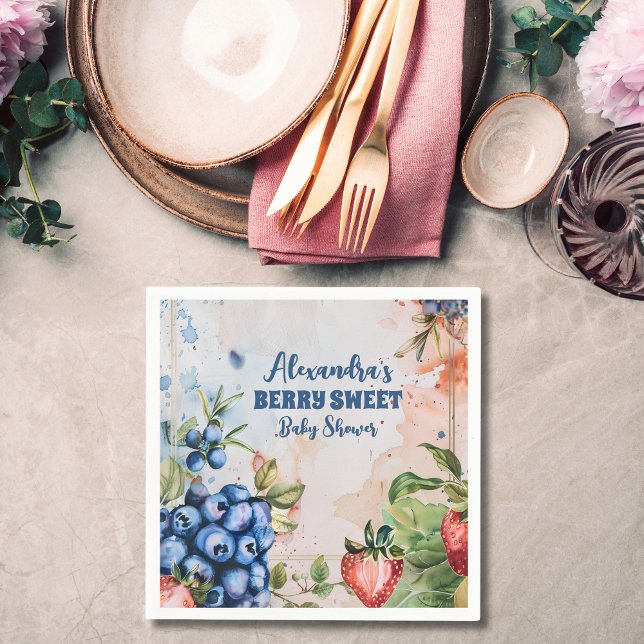 Servilleta De Papel Baby Shower Berry Sweet Wild Berries & Flowers (Subido por el creador)