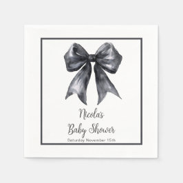 Servilleta De Papel Baby Shower Black Coquette Bow