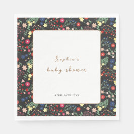 Servilleta De Papel Baby Shower Black Little Wilflower Frame