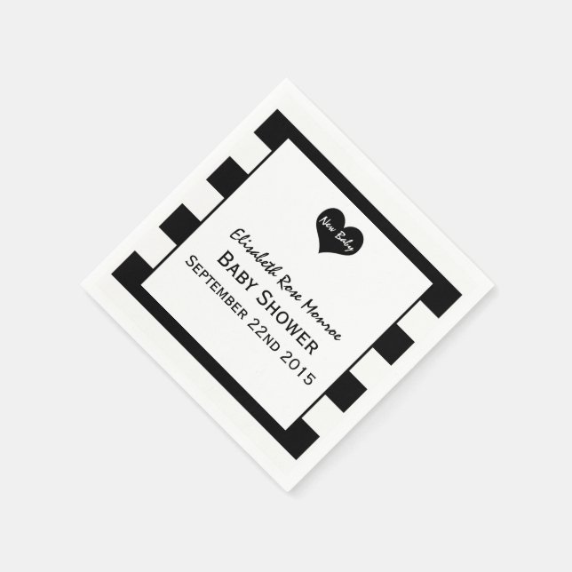 Servilleta De Papel Baby Shower blanco y negro de Moda moderna (Borde)