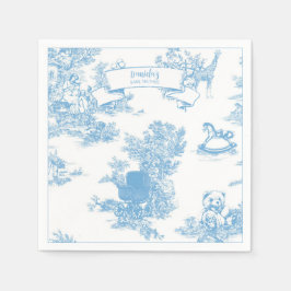 Servilleta De Papel Baby Shower Blue and White Toile de Jouy