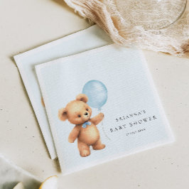 Servilleta De Papel Baby Shower Blue Balloon Bear