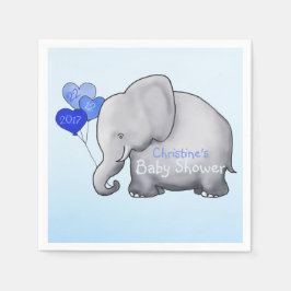 Servilleta De Papel Baby Shower Blue Balloons Elephant Boy
