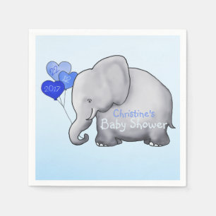 Servilleta De Papel Baby Shower Blue Balloons Elephant Boy