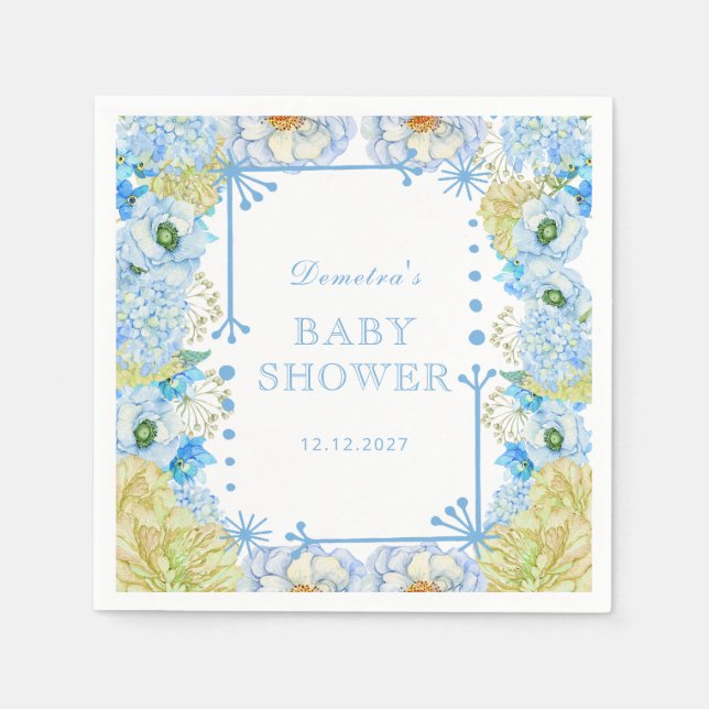 Servilleta De Papel Baby Shower Blue Bow Boy (Anverso)