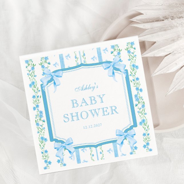Servilleta De Papel Baby Shower Blue Bow Boy (Subido por el creador)