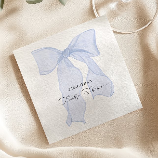 Servilleta De Papel Baby Shower Blue Bow Coquette (Subido por el creador)