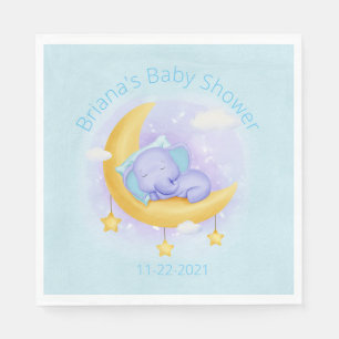 Servilleta De Papel Baby Shower Blue Elephant Boy
