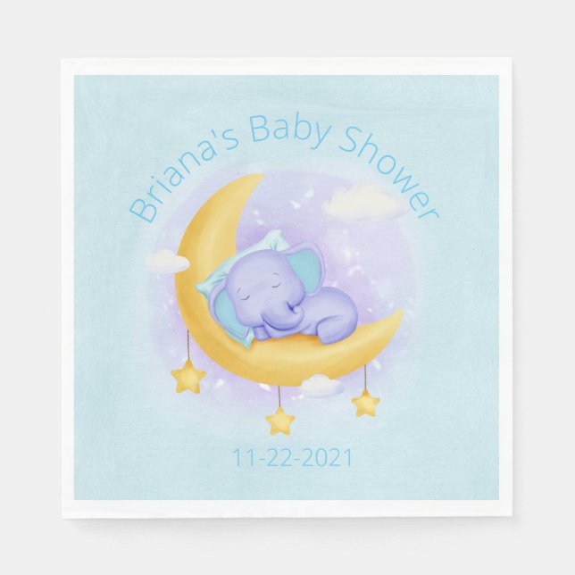 Servilleta De Papel Baby Shower Blue Elephant Boy (Anverso)