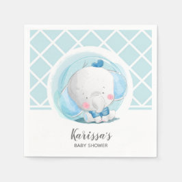 Servilleta De Papel Baby Shower Blue Elephant Boy