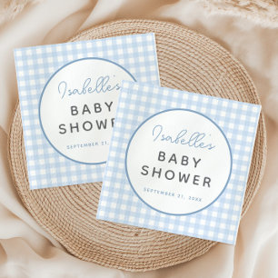 Servilleta De Papel Baby Shower Blue Gingham Boy