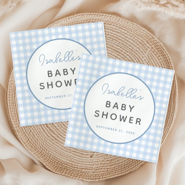 Servilleta De Papel Baby Shower Blue Gingham Boy (Subido por el creador)
