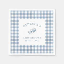 Servilleta De Papel Baby Shower Blue Gingham Boy