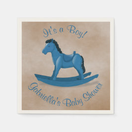 Servilleta De Papel Baby Shower Blue Rocking Horse