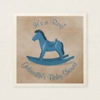 Baby Shower Blue Rocking Horse
