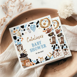 Servilleta De Papel Baby Shower Blue Rodeo Western Cowboy